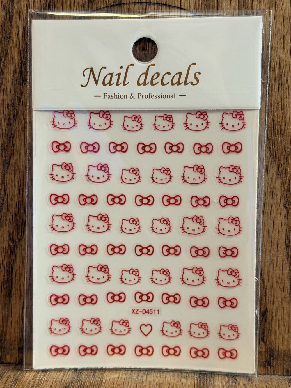 #HK-724 Hello Kitty Nail Stickers - Red